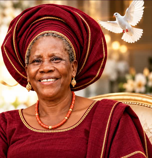 Mrs. Cecilia Ofunwa in her approved burgundy outfit